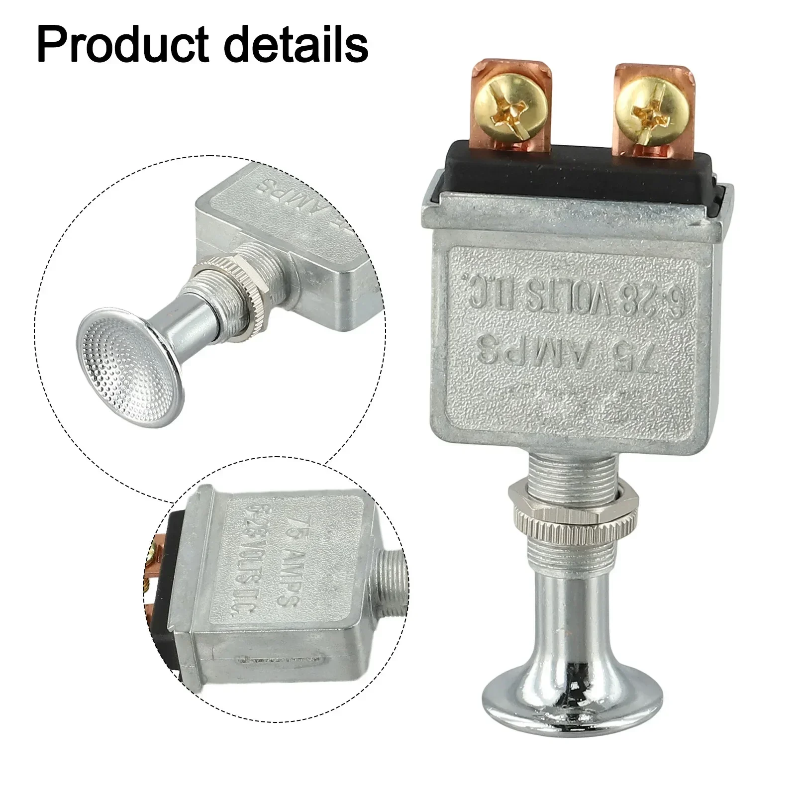 

1pc Heavy Duty Pushpull Switch 75A Push/Pull Switch 6-28V 2 Position On-Off With Chrome Knob For Automotive Vehicles Marine
