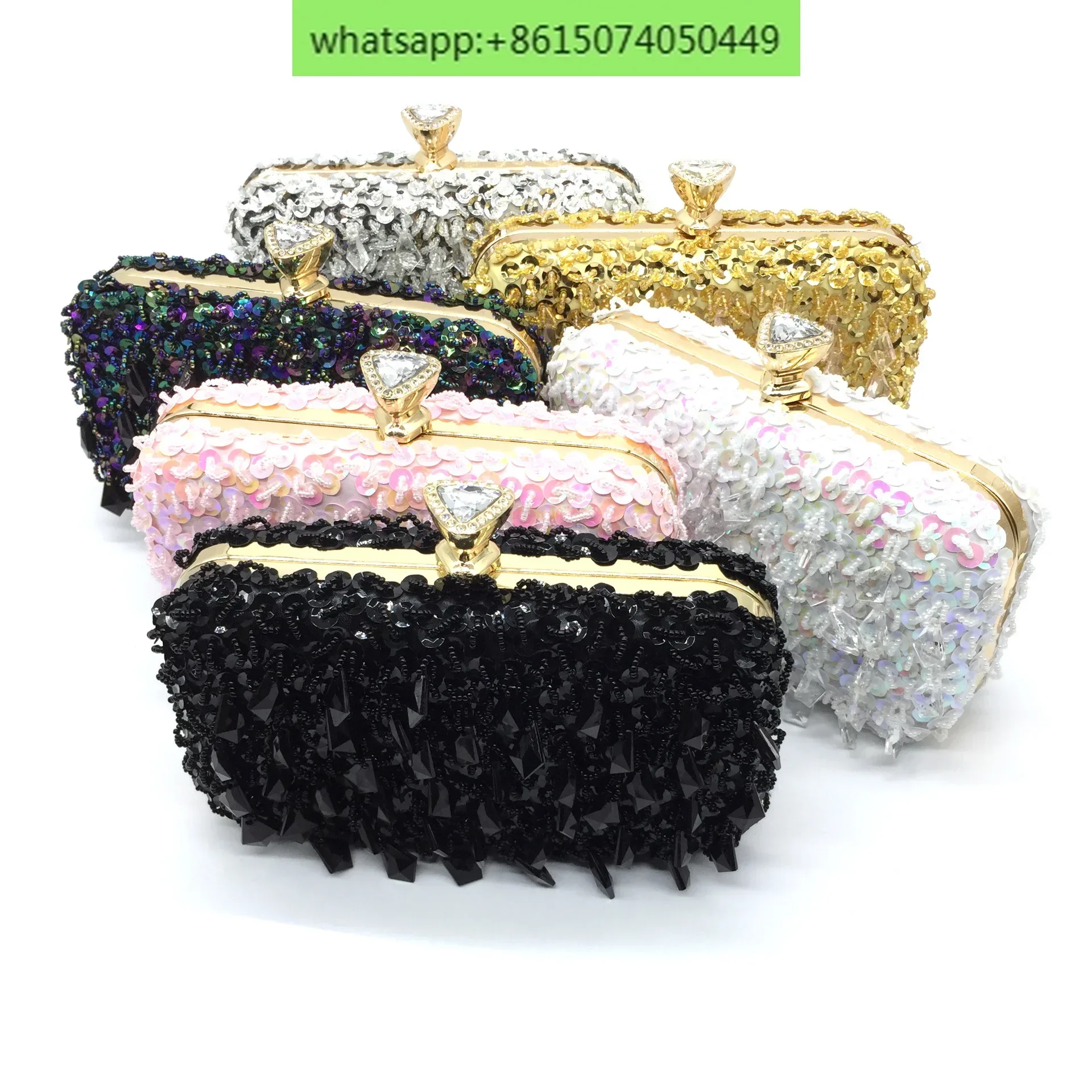 New European and American bead embroidery beaded dinner bag celebrity sequins banquet clutch bag shoulder crossbody chain