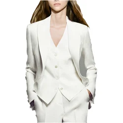 Costume 3 pièces blanc pour femmes, blazer d'été imbibé, veste & fj& glaçure