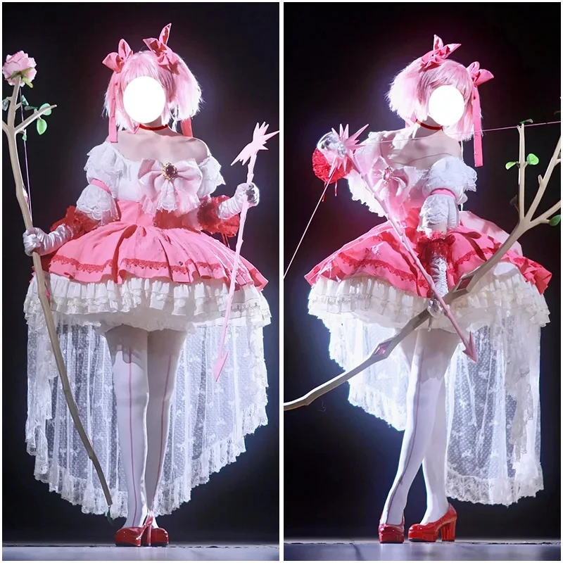 euro-7-cos-puella-magi-magica-costume-de-cosplay-perruque-robe-rose-kaname-madoka-uniforme-de-fete-d'halloween-【【【2