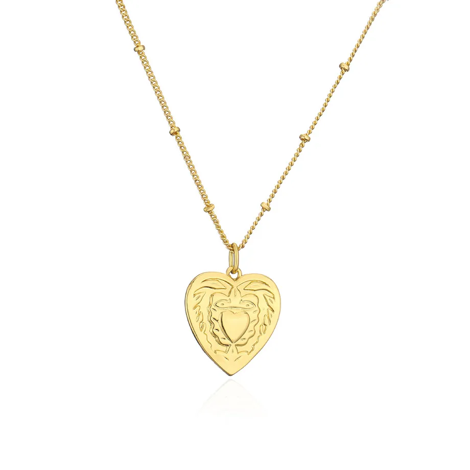 Necklace Women's 18k Gold Plated Heart shaped Lion Pattern Popular Personalized Fashion Jewelry Couple Gift