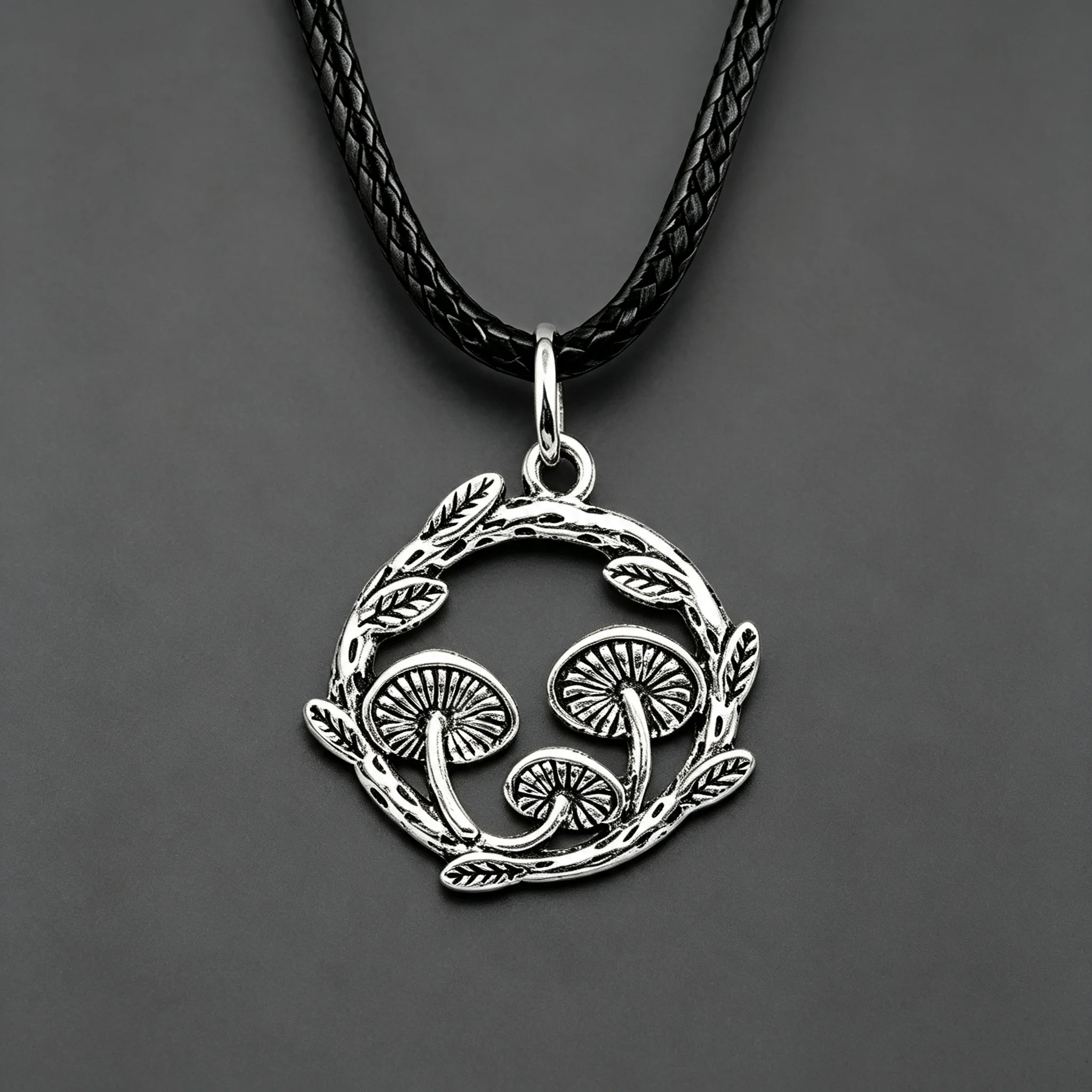 Mushroom Wreath Pendant Necklace Alloy Vintage Women Men Fashion Jewelry Autumn Daily Wear Party Trendy Accessory Gift