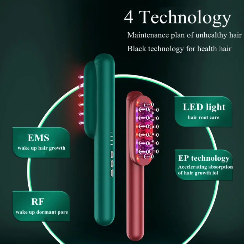 Peine guía para terapia de luz LED, peine de microcorriente EMS para el crecimiento del cabello