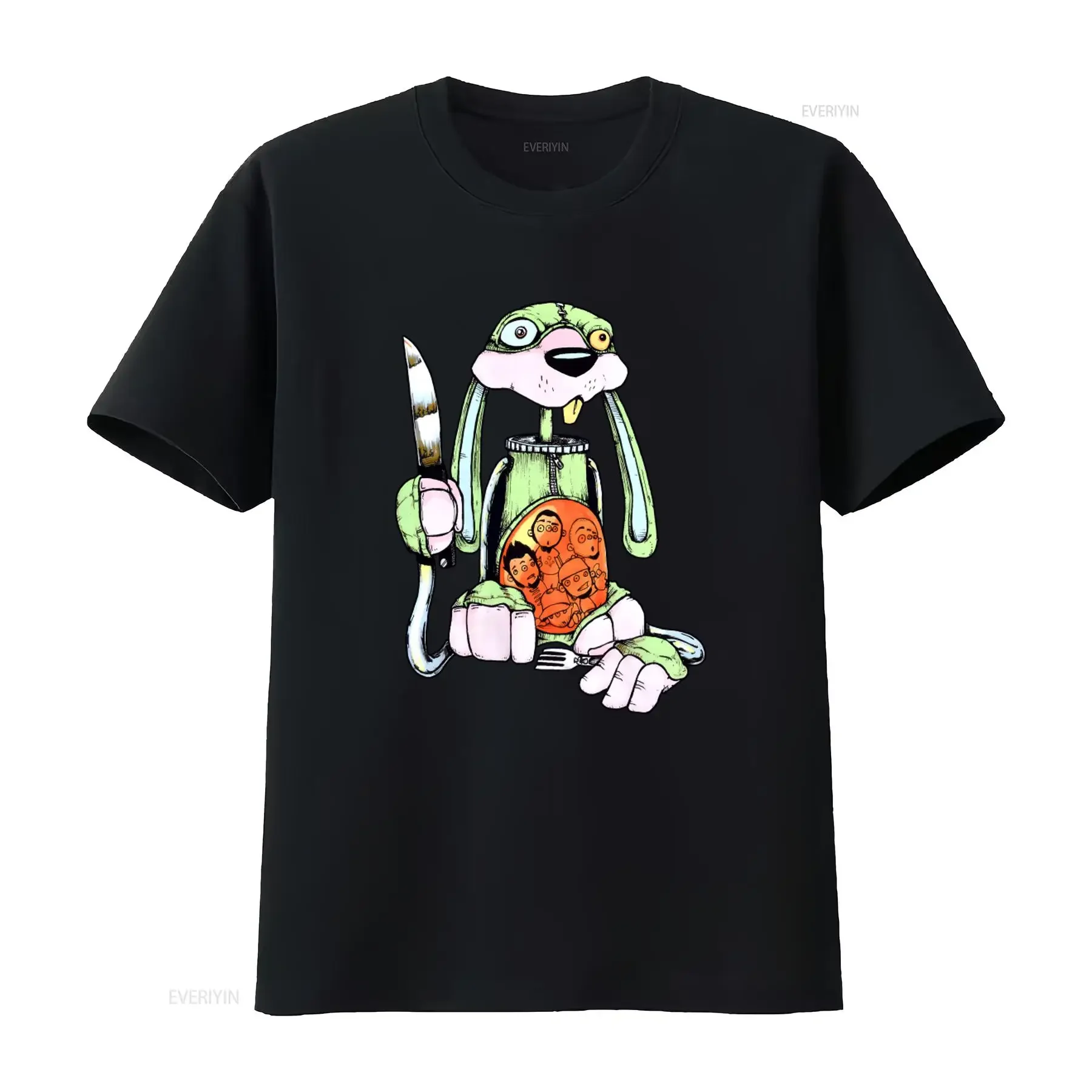 Vintage Limp Bizkit American Rap Rock Band T Shirt Unique Cartoon Design with Knife and Fork Print vintage Washed Comfortable