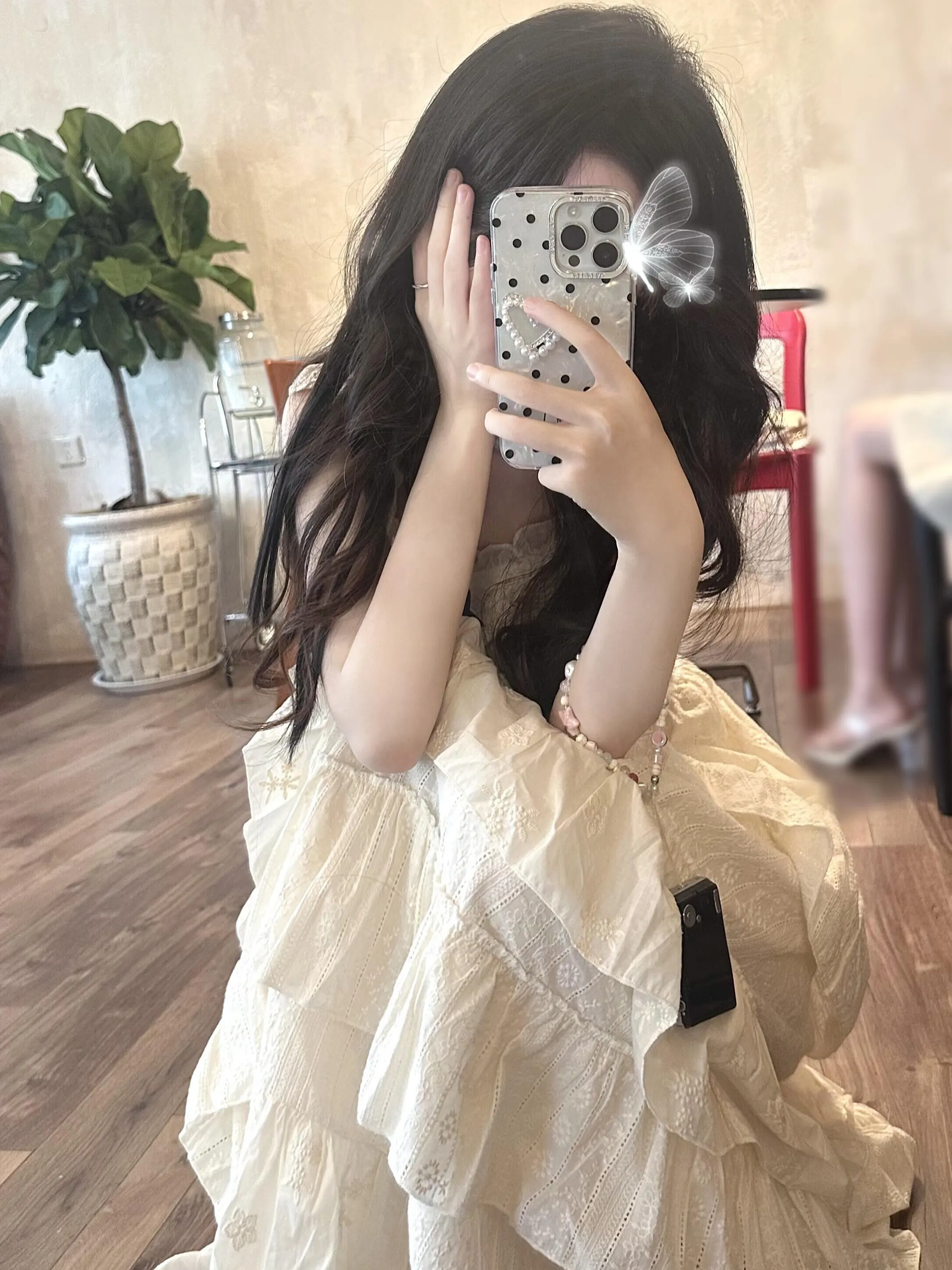 Vestido de Verão Princesa para Férias na Praia, Lindo, Cor Pura, Manga Borboleta, Saia em Camadas, Roupa Fena Estilo ...