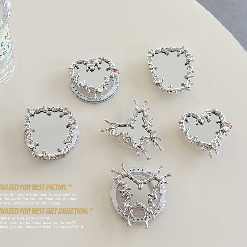 

Корейская креативная любовь, личное зеркало для макияжа с бабочкой, подставка для подушки безопасности для телефона, магнитная адсорбция для Iphone Grip Tok, держатель кронштейна