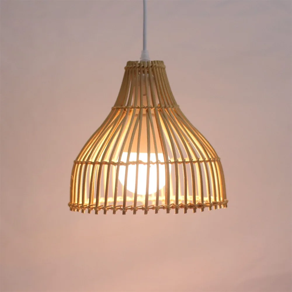 JOYINLED Vintage Rattan Pendelleuchte 24CM Handgewebter Kronleuchter aus Naturfaser für Wohnzimmer, Kücheninsel, Café-Dekoration – Detail 3