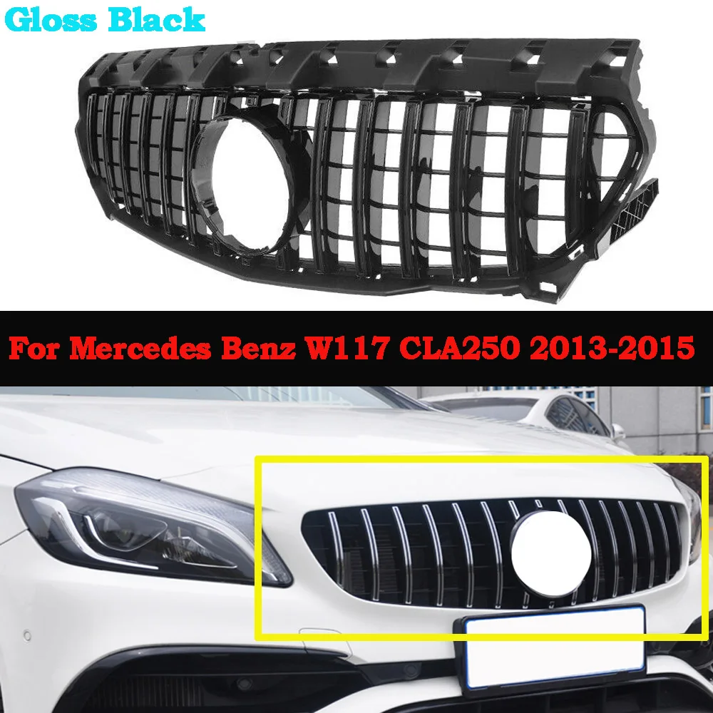 

Front Grille Bumper Grill For Mercedes-Benz W117 C117 CLA 250 2013-2016 Racing Grills Without Camera Hole Gloss Black GT Style