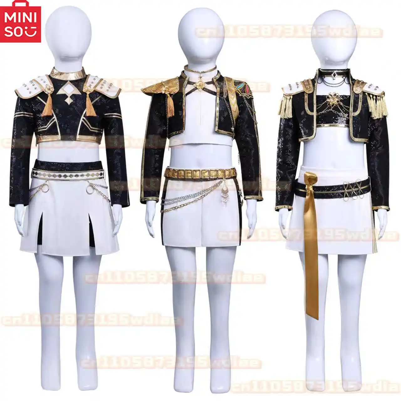 أزياء مينيسو 2025 الجديدة لفيلم KPop ميرا رومي زوي شيطان الصيادين التأثيرية للفتيات أزياء الهالوين للفتيات فستان ذهبي أسود