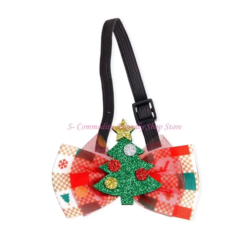 85AE Indoor Holiday Geese Statue Bowtie Decorative Collar with Ribbon Layers, Christmas Neck Accessory for Porch and Entryway