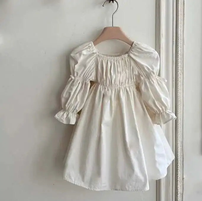 

Новое платье с рукавами-фонариками для маленьких девочек, милое модное праздничное платье принцессы для детей от 1 до 6 лет