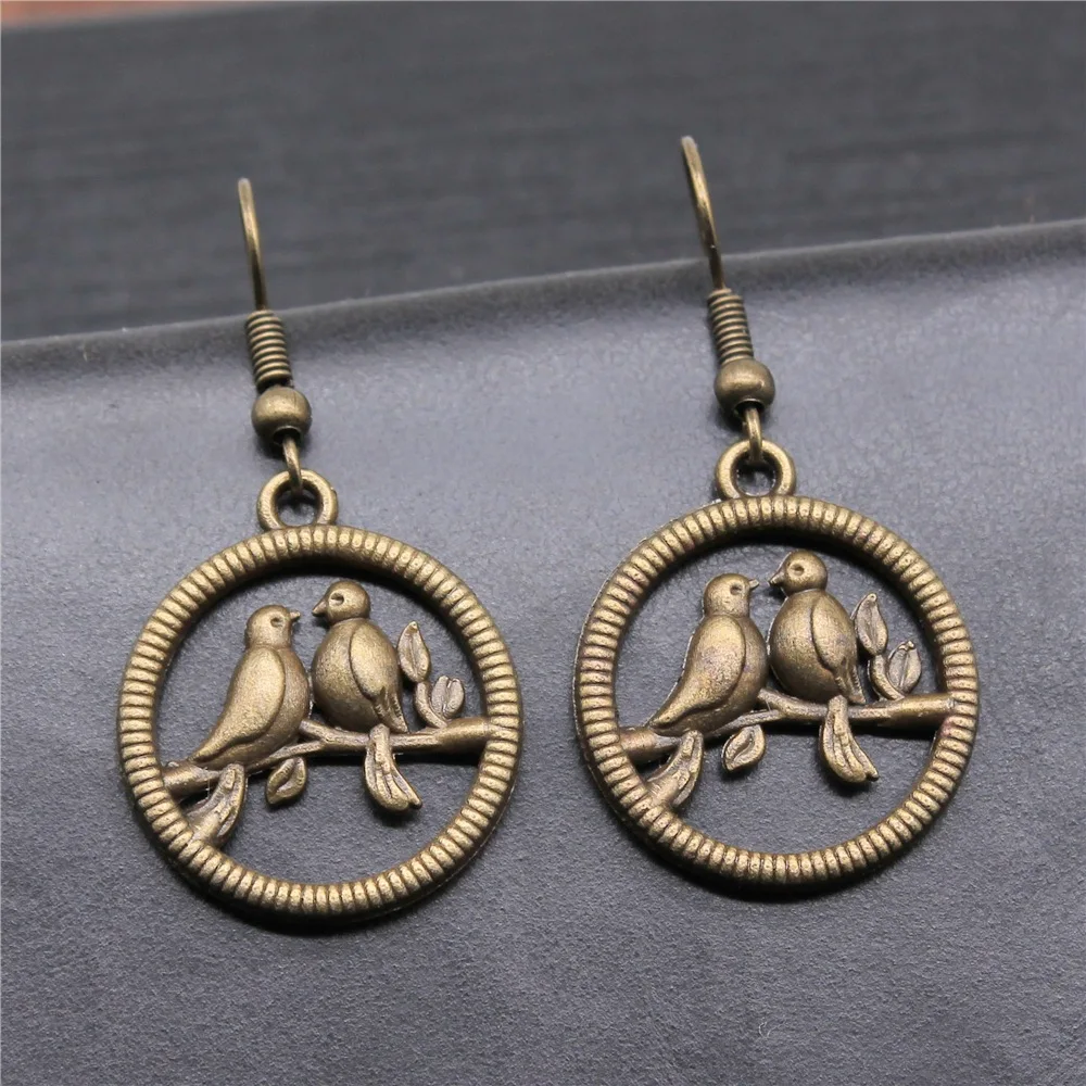 Fashion Handmade Simple Design Antique Bronze Color Birds Pendant Earrings Women Vintage Drop Earrings