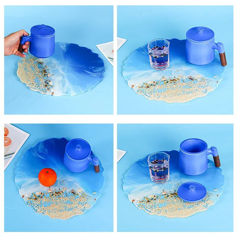 Immagine 6: Stampo in Silicone Circolare per Resina Epossidica, Vassoio Multiuso, Sottobicchiere, Contenitore per Frutta e Gioielli