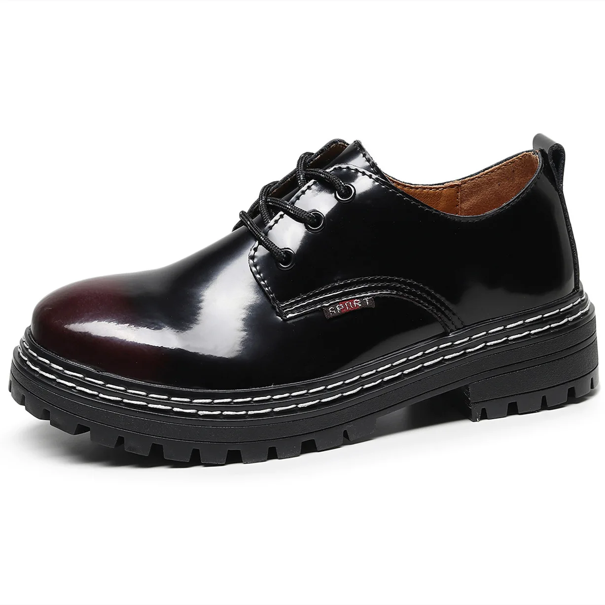 Cow Leather Men Round Toes Shoes All Match Career Shoes Lace up Casual Shoes image 2