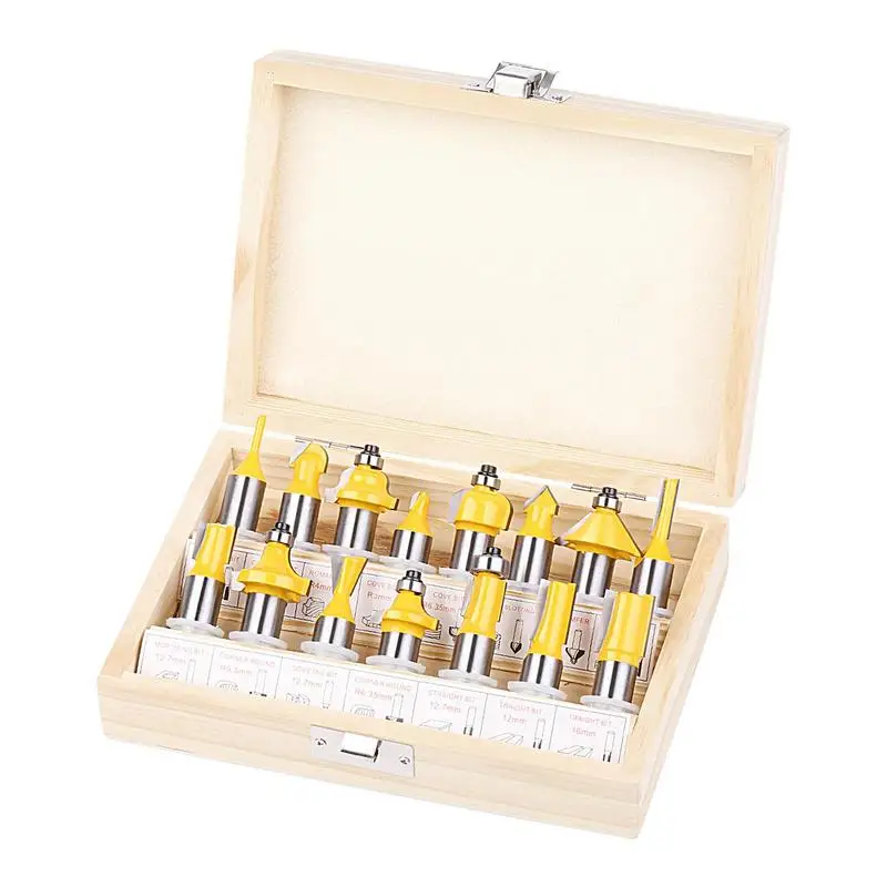 Router Bit For Cabinet Doors 15PCS Alloy 1/2 Inch Shank Woodwork Tools Portable Router Bits With Storage Box Long-lasting Tools