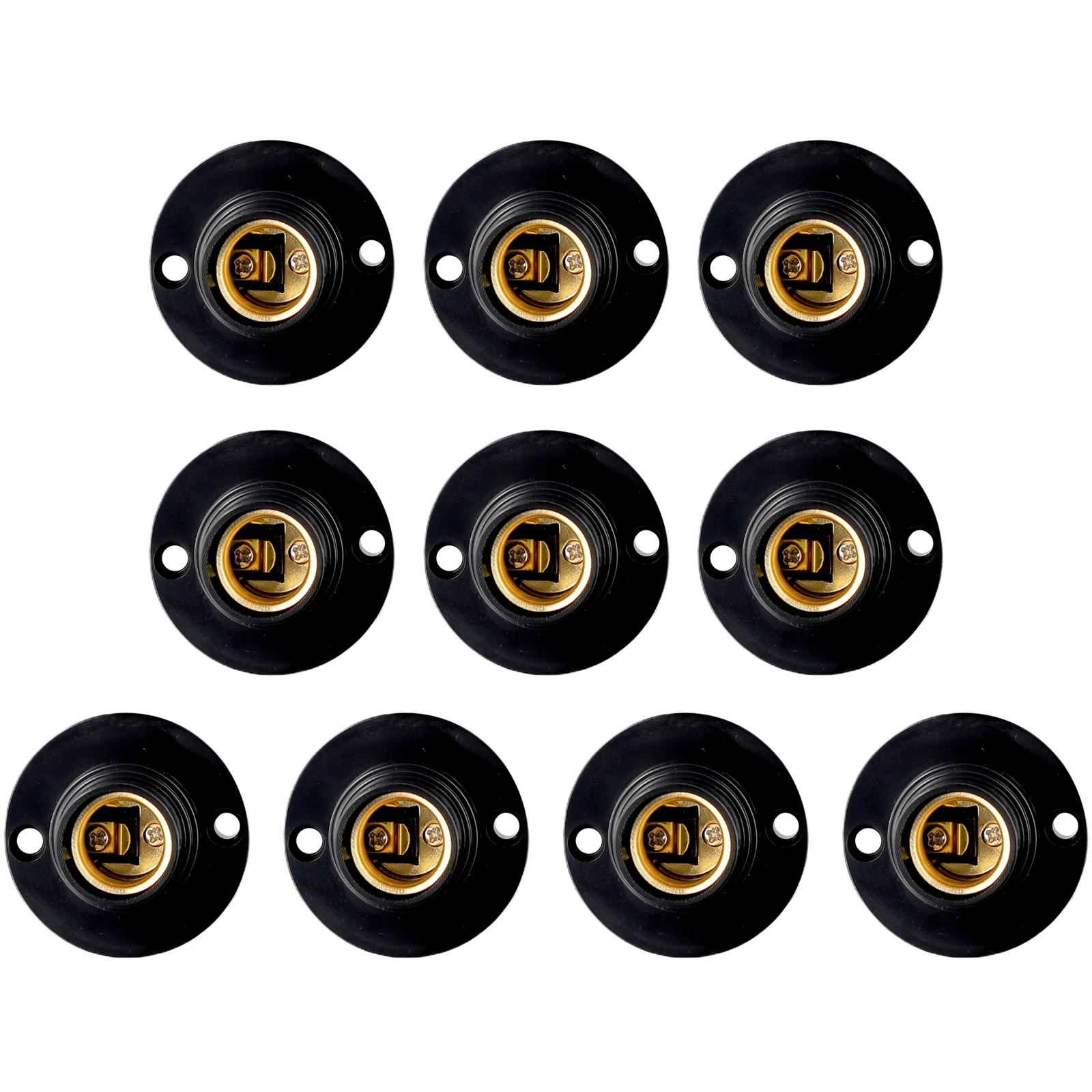 10 E14 Lamp Holders with Flat Base for Edison Screw Socket Wiring in General Purpose Lighting and Retrofit Projects