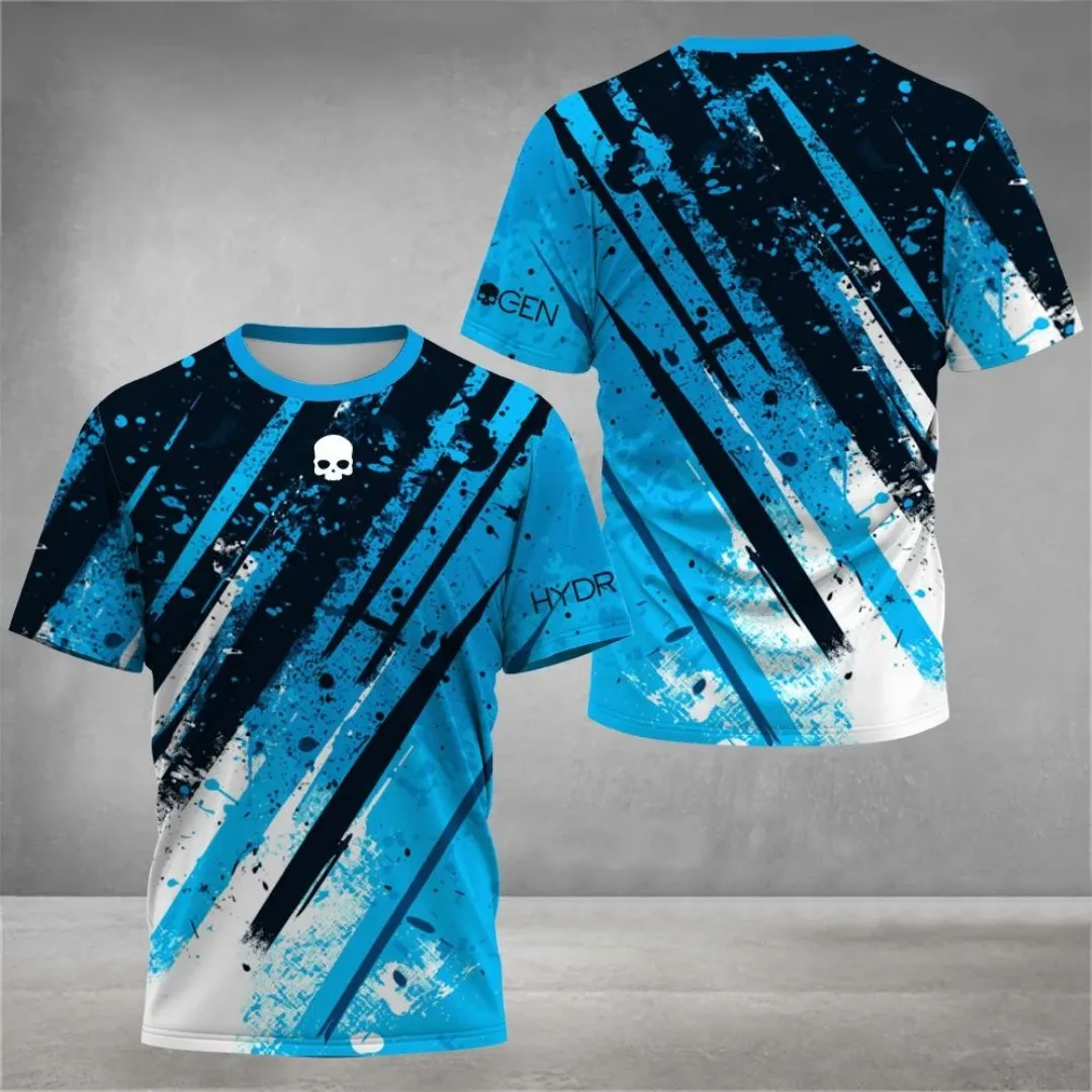 

Summer 2025 Men's 3D printed skull tennis T-shirt with round neck, short sleeve, breathable and quick-drying style