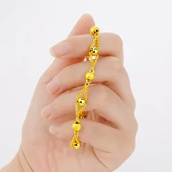 18K Gold 999 as Right as Rain Lucky Beads Bracelet Female Plated Color 24K Real Gold 18K Lucky Beads Bangle Women's Jewelry