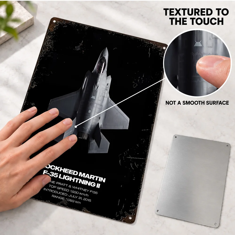 Lockheed Martin F-35 Lightning Ii Jet Aluminum Poster Customized Metal Sign Technical Layout Wall Art For Aviation Club Lounge