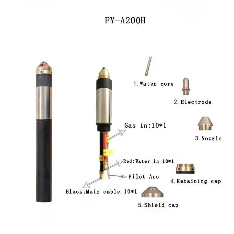 High-Power Water Cooled Plasma Cutter Torch Head for FY-A160/FY-A200 LGK-200 Replacement