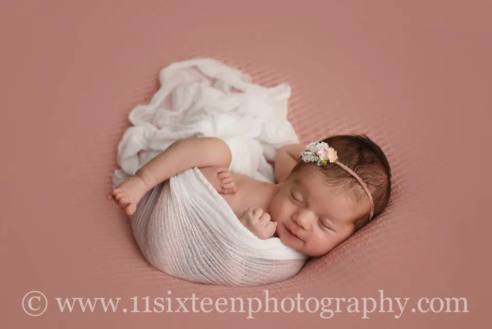 Bright White Gauze Baby Wrap, Newborn Photography