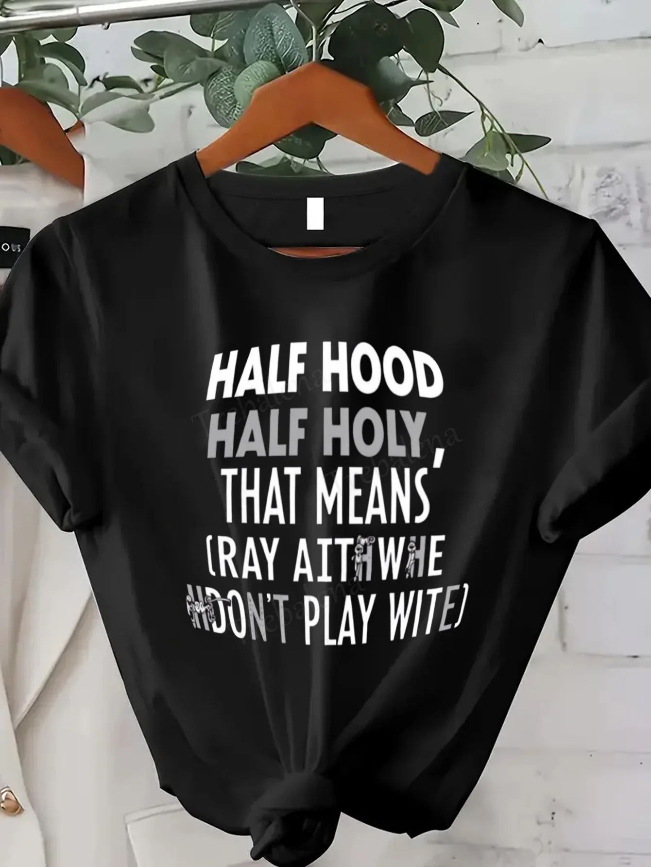 

Women T-shirt Half Hood Half Holy T-Shirt - Sexy Women's Graphic Tee, Streetwear Style