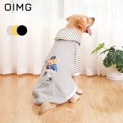 OIMG Autumn Winter Small Medium Large Dogs Hooded Sweater Warm Labrador Golden Retriever Shiba Inu Hoodie Stripe Pet Dog Clothes