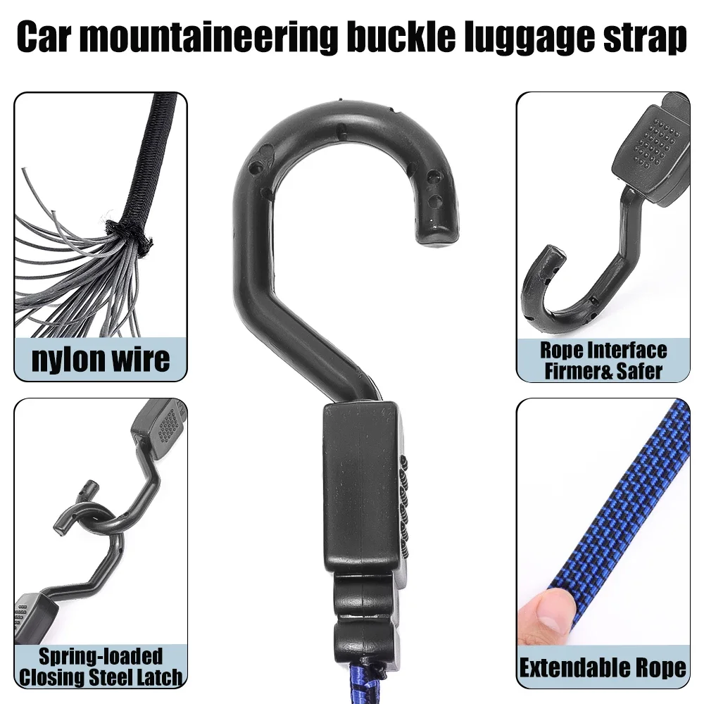 Neue elastische Gummischnur mit Haken für Gepäck, Fahrräder, Dachgepäckträger, Befestigungsband, Haken, Autozubehör – Detail 9