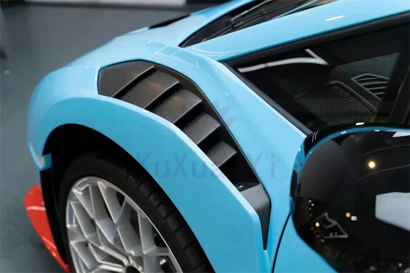 

A Pair of High-quality Dry Carbon Forged V-style Perforated Mudguards for the Lamborghini Huracan LP580 LP610 Body Kit