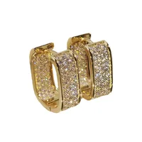 Boucles d'oreilles de luxe en Zircon pour femmes, créoles carrées géométriques brillantes, couleur or, acier inoxydable, bijoux coréens, cadeau 3