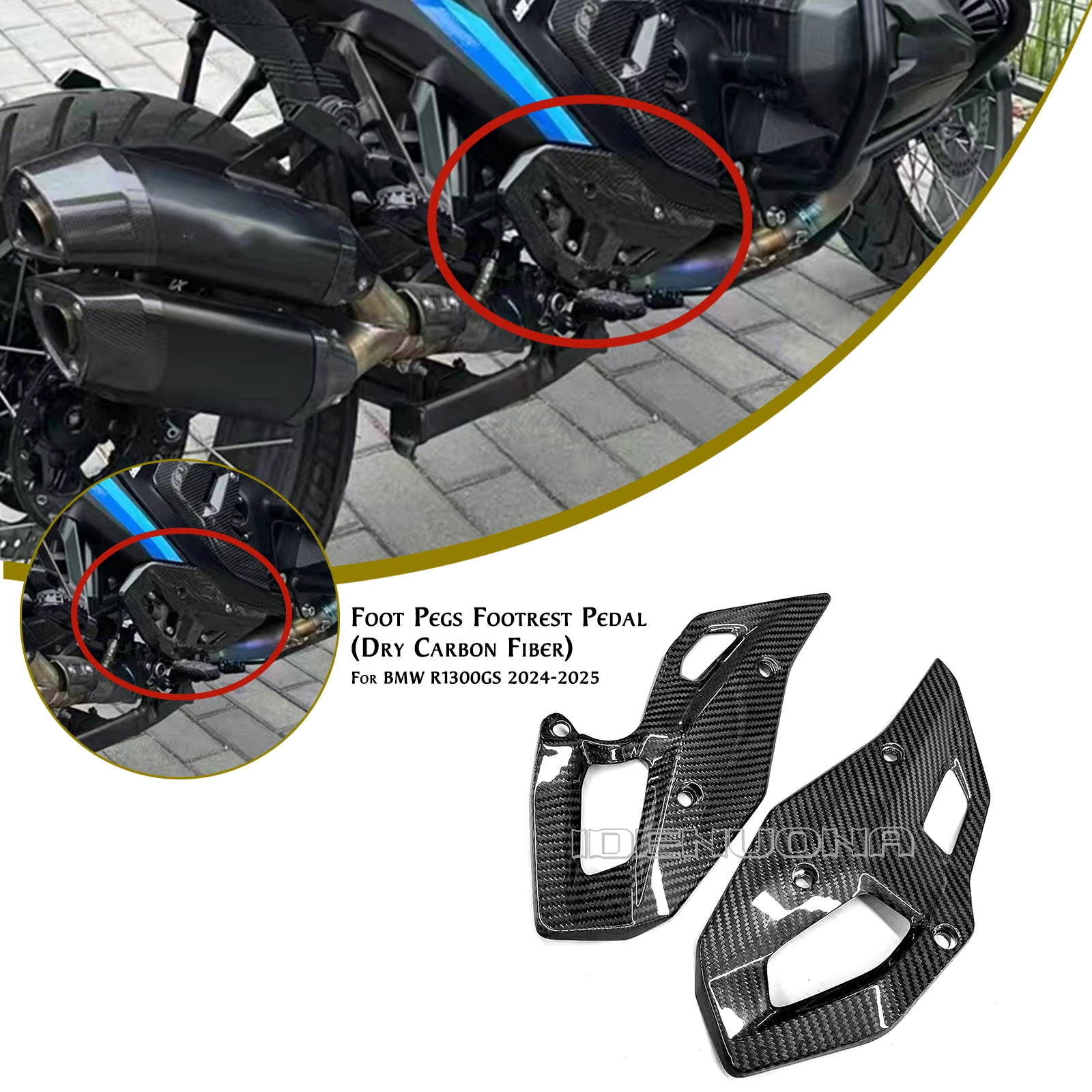 Carbon Fiber Motorbike Foot Peg Heel Guard Side Panel Fairing For BMW R1300GS 2024-2025