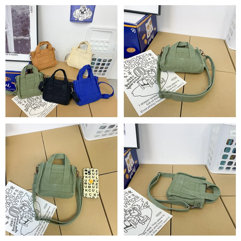 Canvas Tote Bags For Women Trend Luxury Designer Handbags Casual Shoulder Crossbody Bag Eco Bag Korean Messenger Bag Y2K Satchel