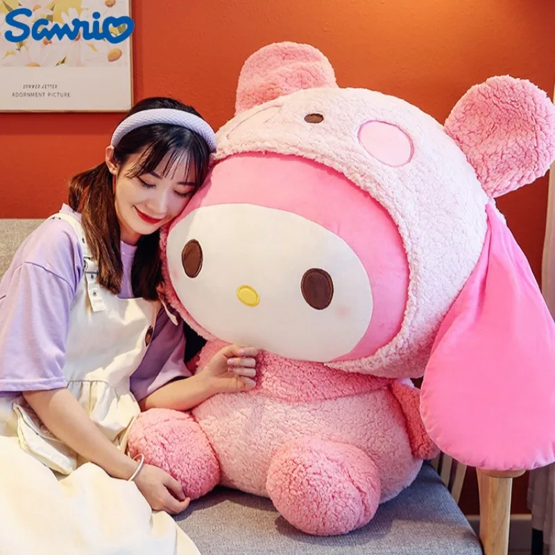 

95CM Large Big Size Sanrio Plushies My Melody Peluche Kawaii Ornament Comfortable Soft Doll Children's Toy Gifts