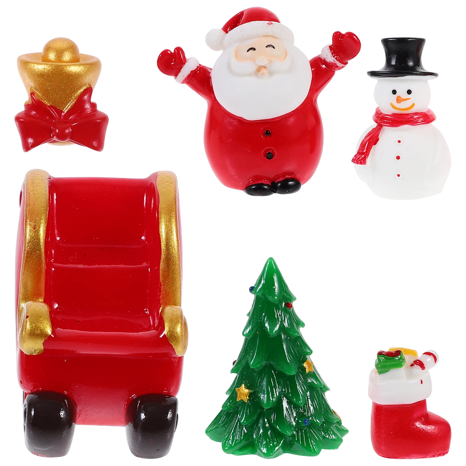 

1 set Christmas Decorations Resin Ornaments Snowman Santa Socks Bell Miniatures Garden Crafts Christmas House Accessories