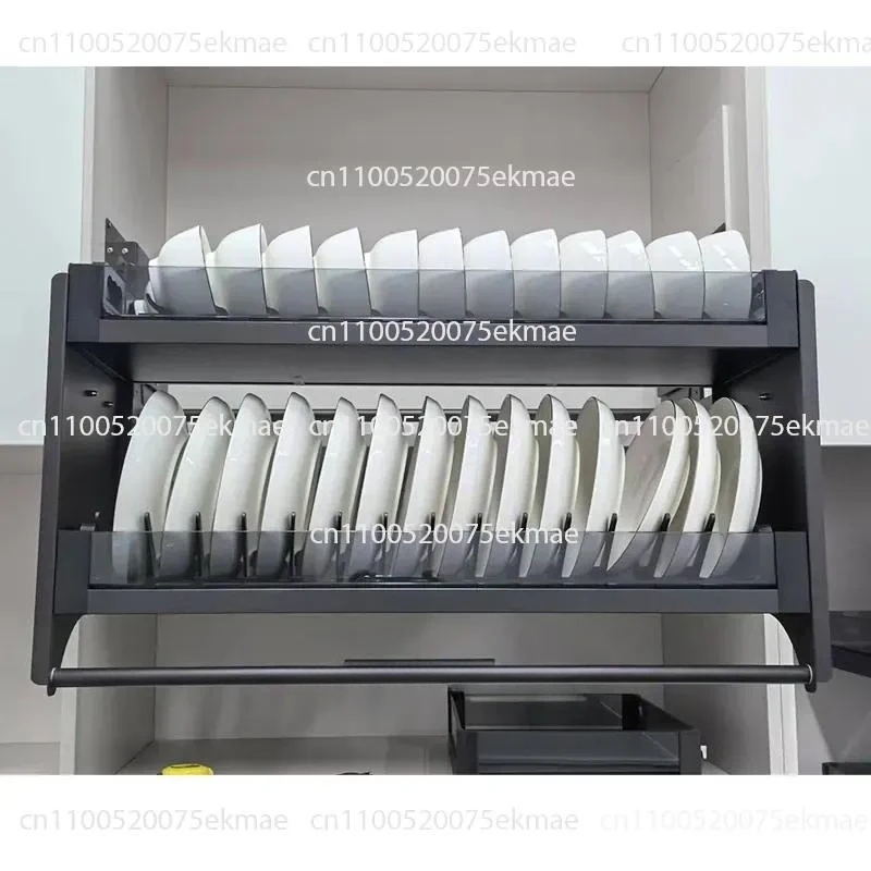 Kitchen Hanging Cabinet Lifting Glass Pull Basket 304 Stainless Steel Kitchen Cabinet Pull-down Cabinet Dish Basket Damping