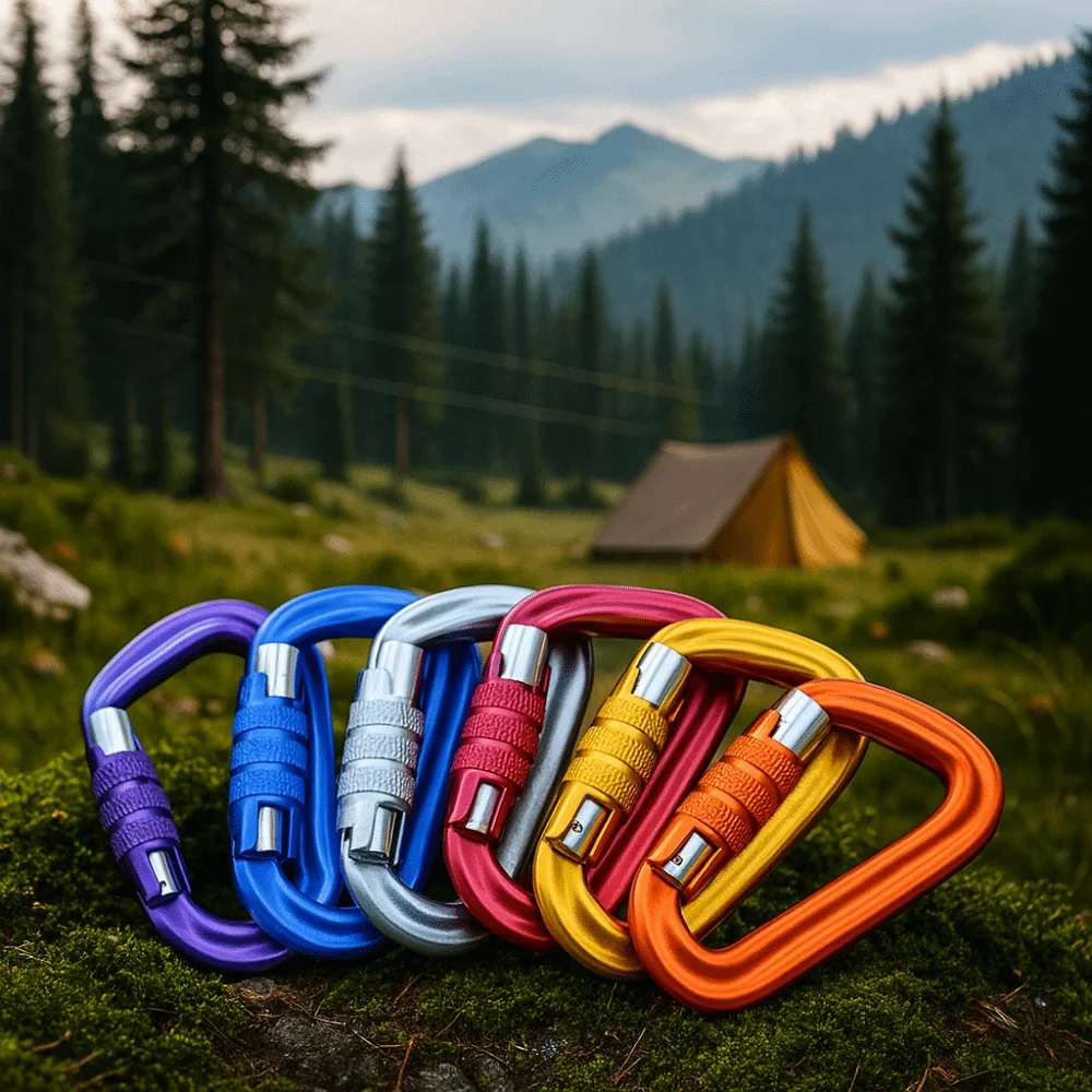 

12KN Hammock Hook D-shaped Aviation Aluminum Safety Auto Lock Buckle Protect Multifunctional Professional Carabiner