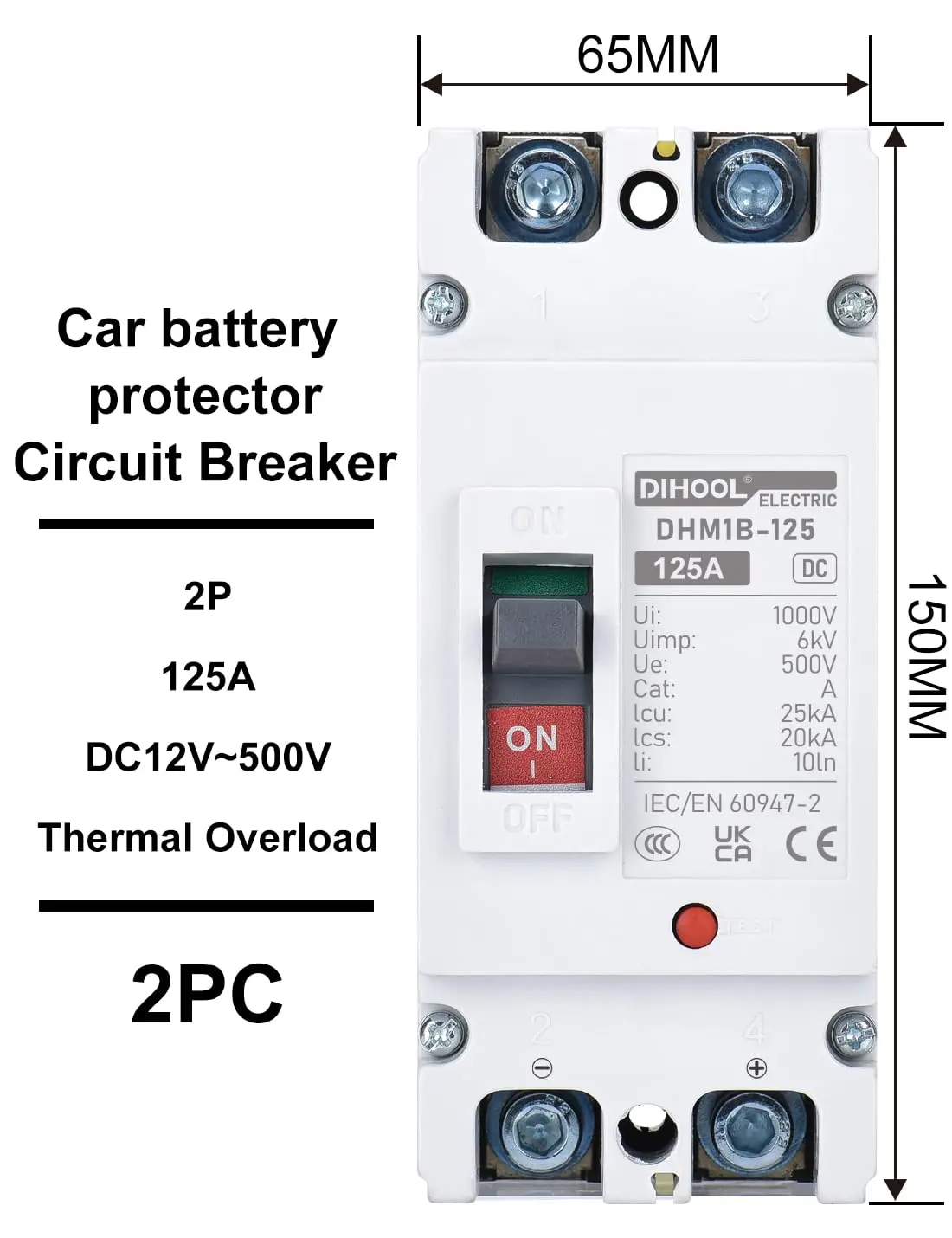 Premium 125A DC Circuit Breaker, Battery Disconnect Switch for Solar System and Power Station view 4