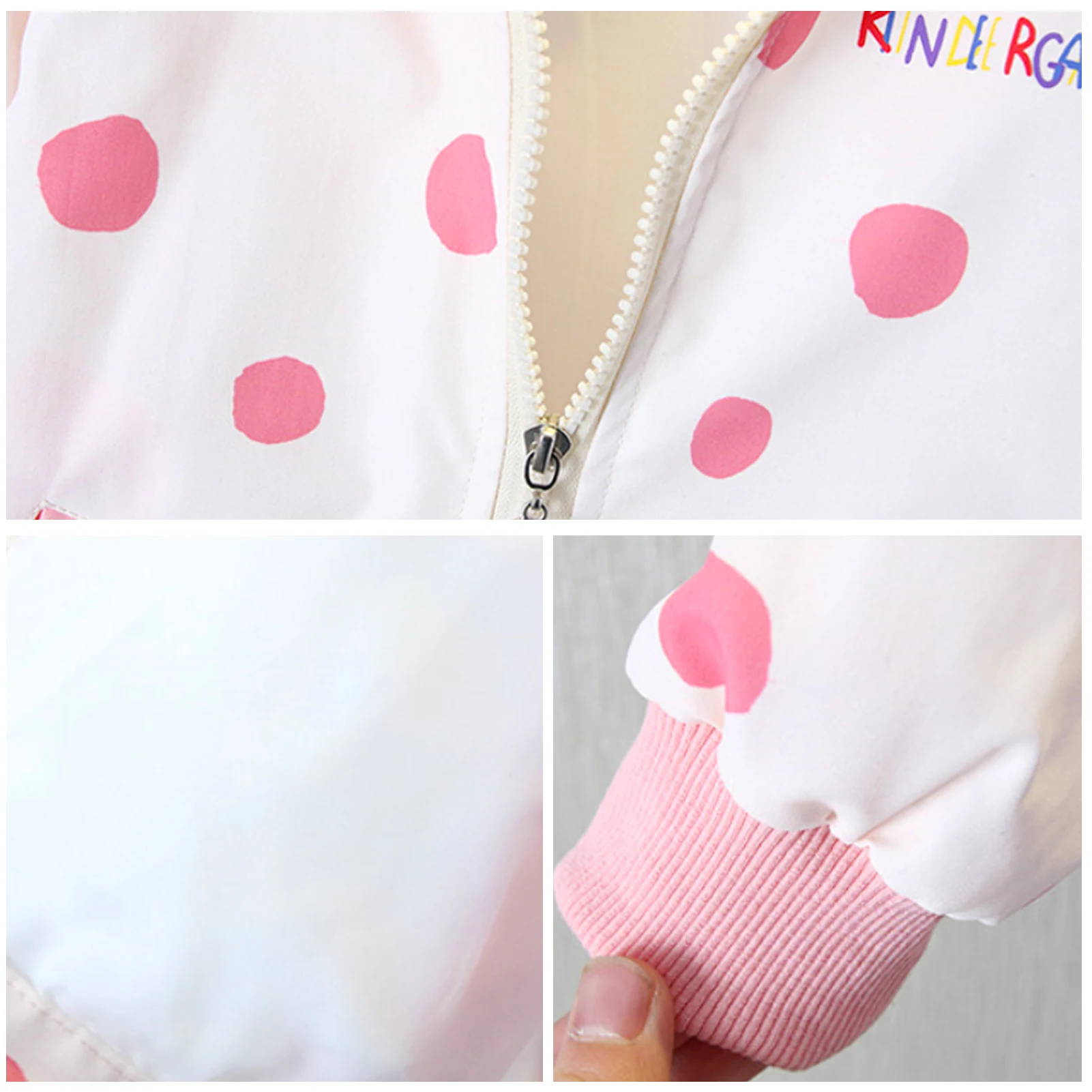 Girls Polka Dots Windbreaker Fashion Hooded Children's Trench Coat Kids Printed Flower Jacket Spring Autumn Outerwear Outfits