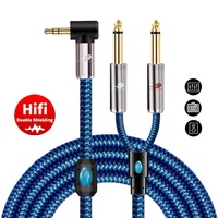 Stereo 3.5mm to Dual 6.35mm Jack 1/4'' TS Mono Male Audio Cable for Phone Laptop Mixer Console Amplifier Speaker Shielded Cords