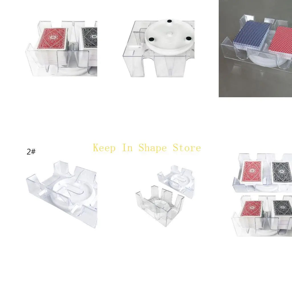 U1JC 2/6 Deck Rotating Card Holder Clear Canasta Playing Card Tray Rotating-Revolving Playing Card Card Holder Game Props