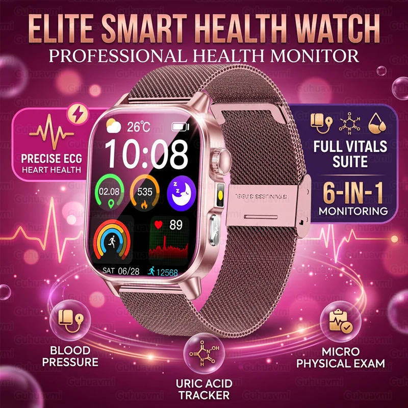 2026 New Women Smart Health Watch Precise ECG Blood Pressure Micro Physical Exam Heart Health Monitor Fitness Tracker Smartwatch