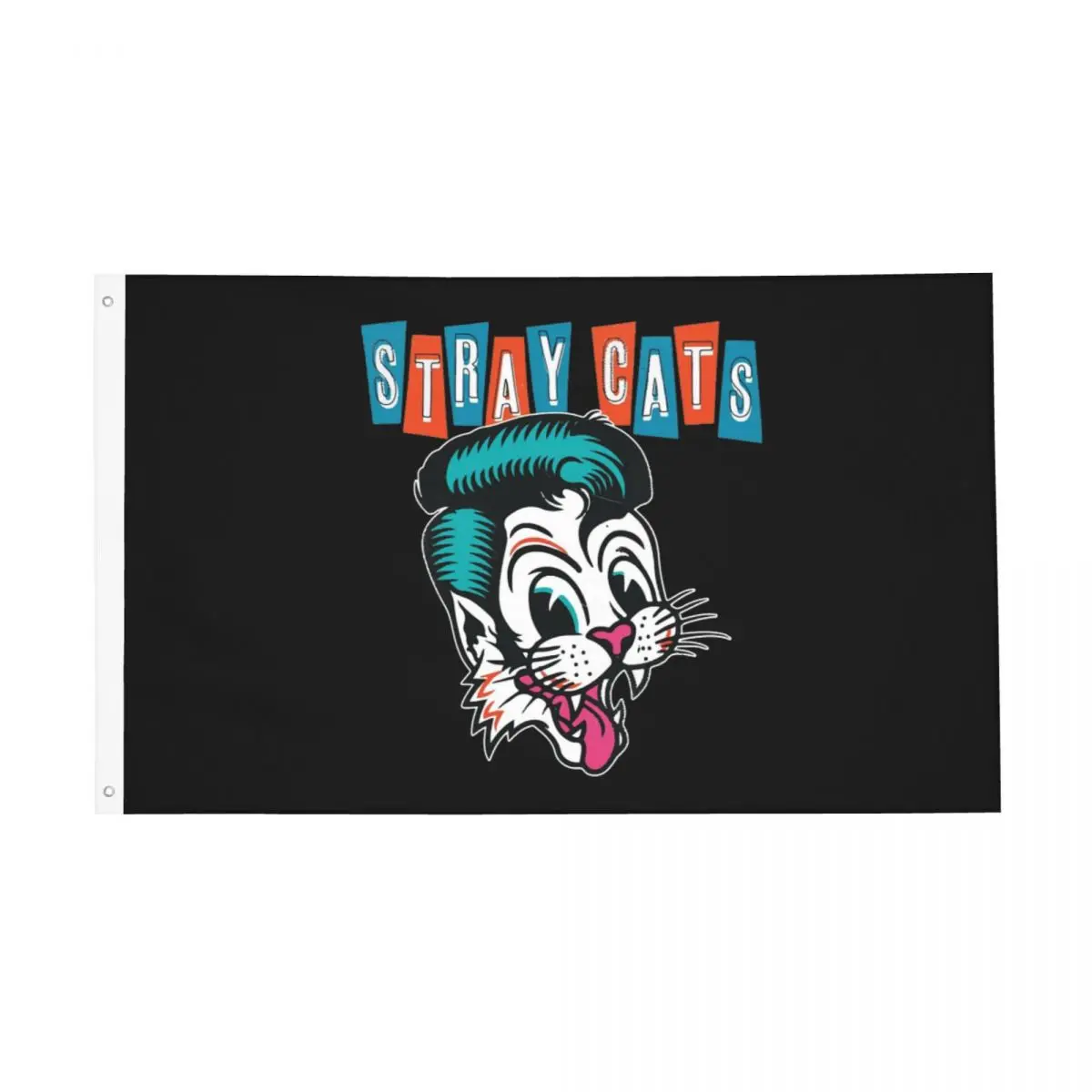 Music Vintage ROCK 80s Band 1988 Flags Fade Proof Outdoor Banner Stray Cats Polyester Hanging Decoration 90x150cm