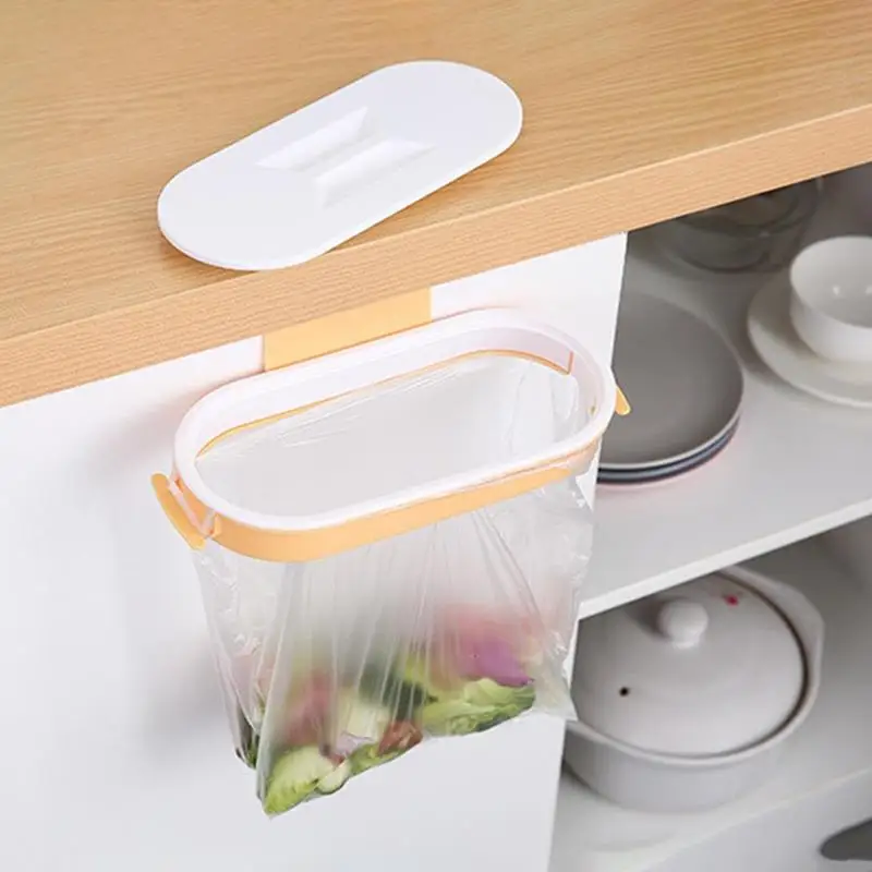 Hanging Trash Bag Storage Rack Kitchen Garbage Rubbish Bag Can Holder Space Saving Kitchen Cabinet Trash Garbage