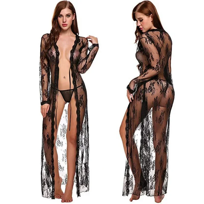 

Top Fashion Nightgown Sleepwear Fun Underwear Summer Night Dress Sleeping Dress Transparent Lace Pattern Women Sexy Long Dress