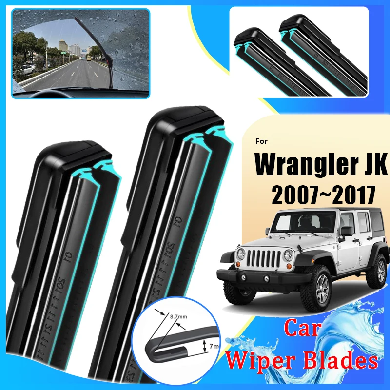 Front Rear Wiper Blades For Jeep Wrangler JK 2007~2016 2017 J8 TJL-J8 Double Rubber Window Windshield Windscreen Car Accessories