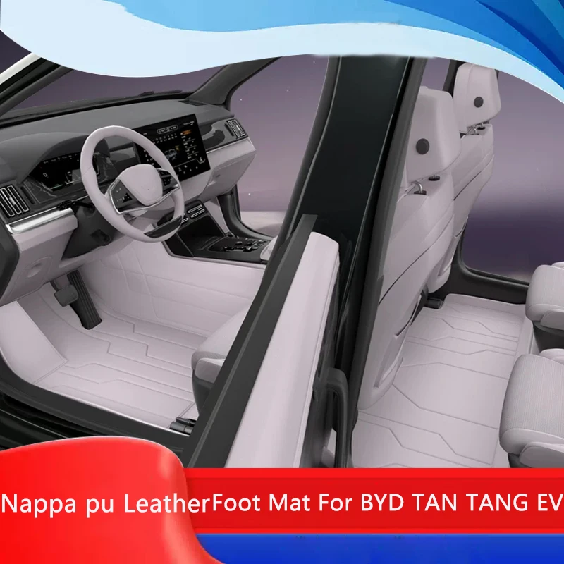 For BYD TAN TANG EV 7 SEATS 2022-2027 Custom Nappa Leather Car Foot Protect Mat Auto Luxury Waterproof Floor Pad Accessory