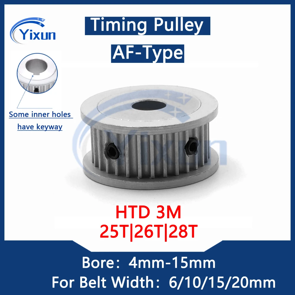 HTD 3M Timing Pulley 25T 26T 28Teeth Bore 4/5/6/6.35/8/10/12/15mm For Belt Width 6/10/15/20mm Arc Tooth Synchronous Wheel Keyway