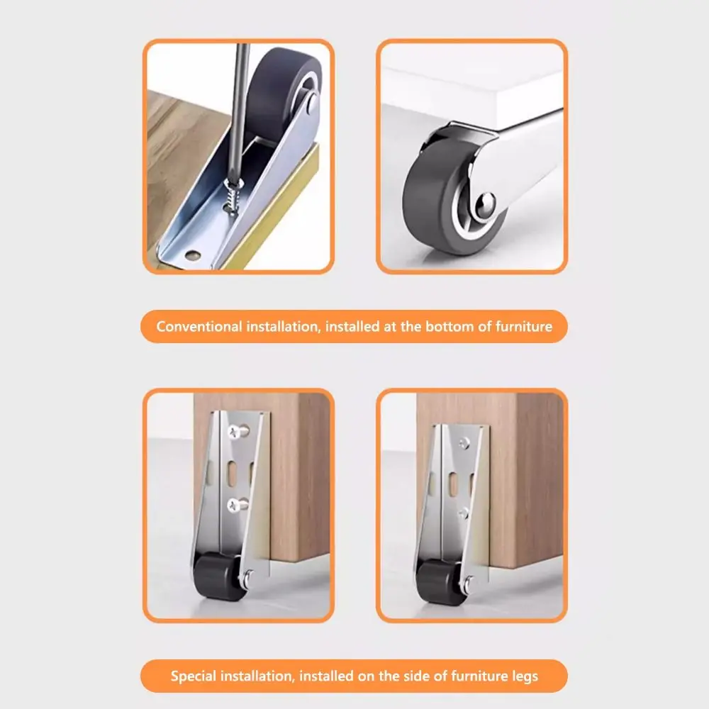 Universal Directional Roller Side Mounted Mini Furniture Caster Wheel Silent Table Cabinet Sliding Door Roller Pulley Furniture