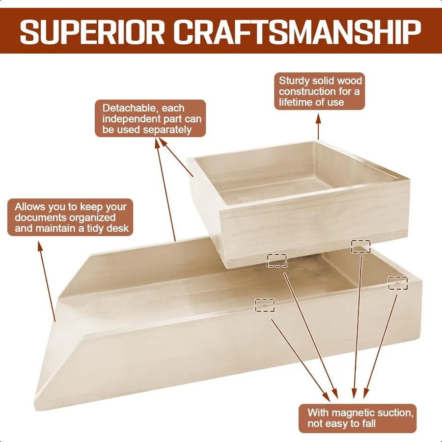 2-уровневый деревянный поднос для писем, деревянный настольный органайзер, лоток LetterSize, магнитный органайзер для бумажных файлов документов для коллекции офисных пирогов