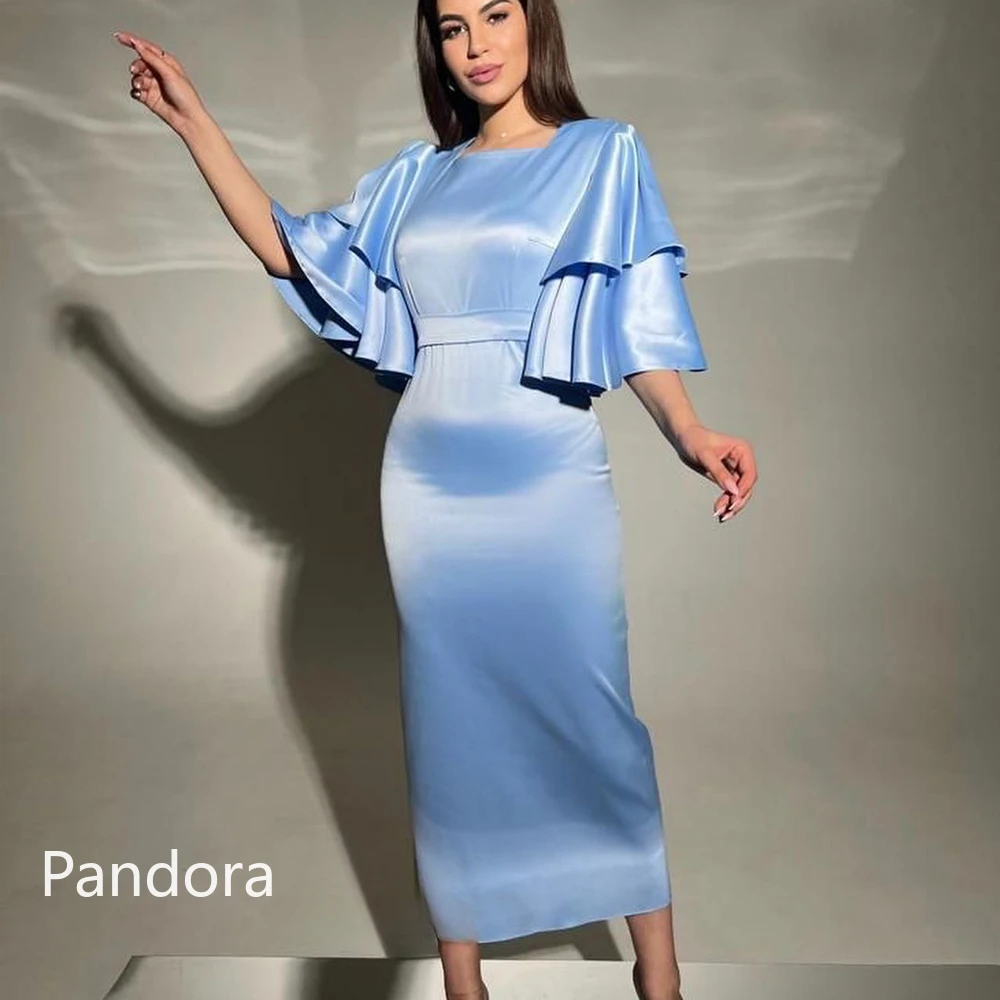 Pandora Square Collar Prom Dress Short Sleeves Evening Gown With Ankle Length Women Wedding Party Dress2024